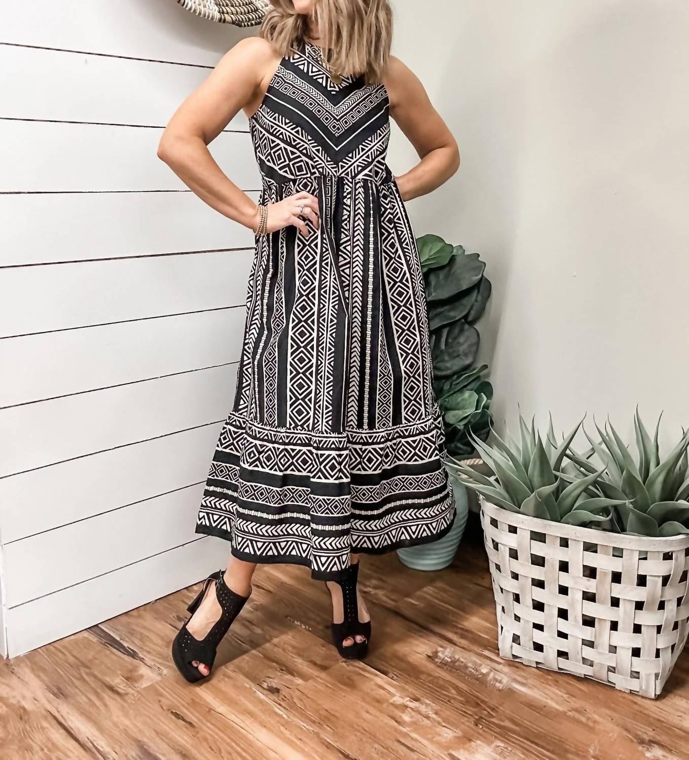 Tribal - Print Halter Dress
