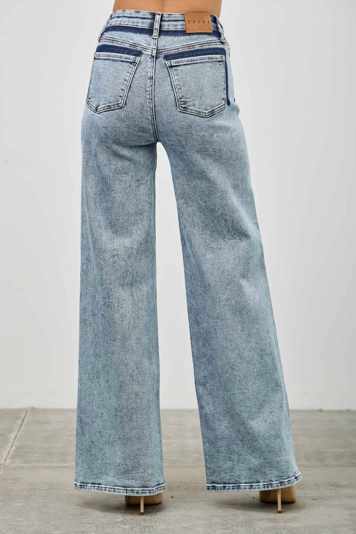 Saige Denim - Wide Leg Seam Detail Jeans