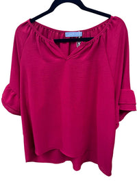 Pixi + Ivy Women's Ruffle Sleeve Tunic Top in red - women's shirt