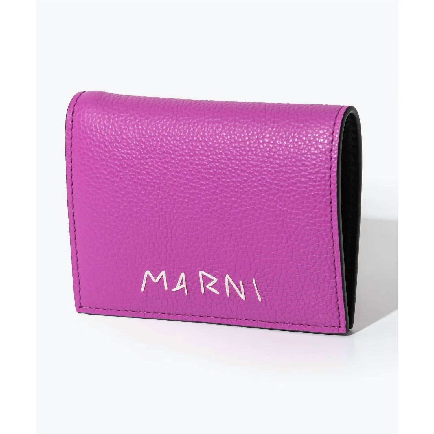 MARNI Women's Mending Leather Bi-fold Wallet in cassis pink - women's bag
