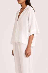 Nude Lucy Lounge Linen Shirt Top in white - women's blouse - detail view