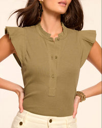 Ramy Brook - Monroe Combo Knit Ruffle Tee