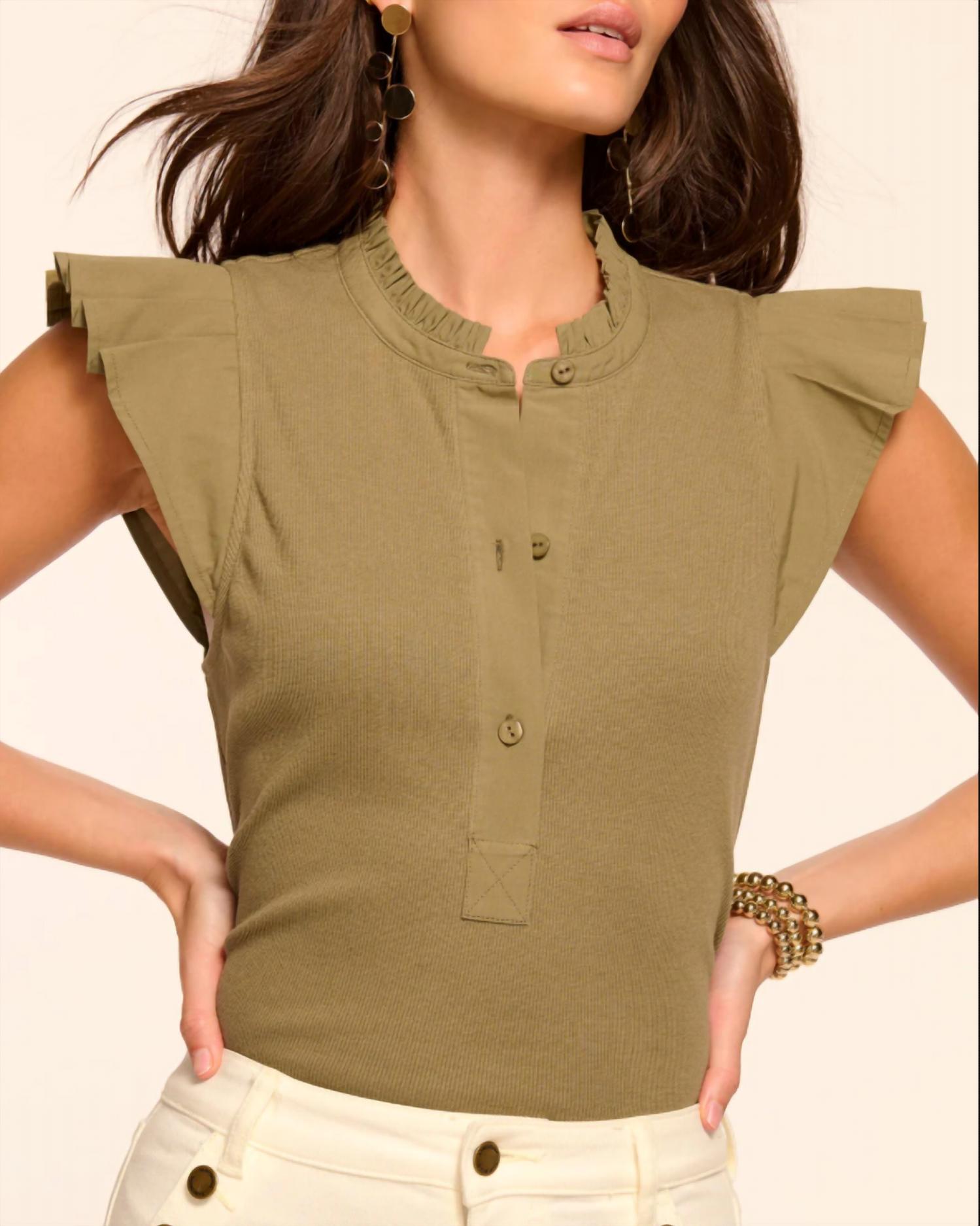 Ramy Brook - Monroe Combo Knit Ruffle Tee