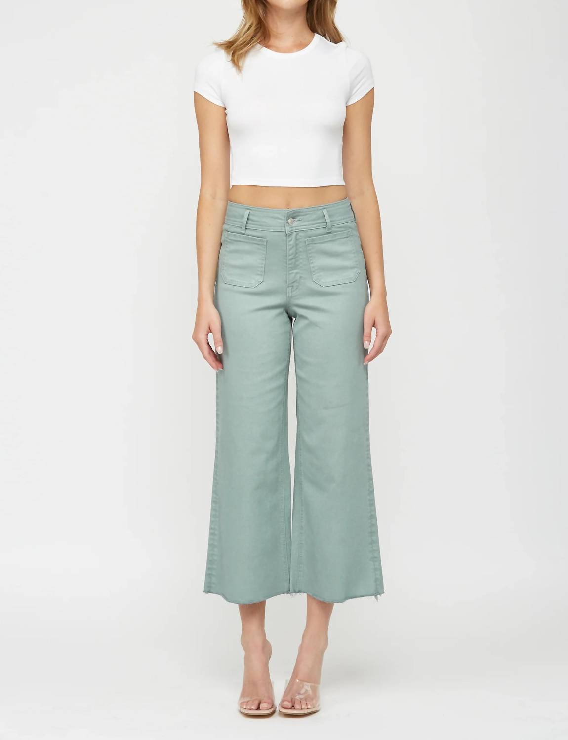 Mica Denim - Cropped Wide Leg Jeans