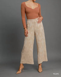 Umgee - Floral Burnout Wide Leg Pants
