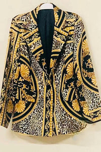 Venti6 - Vittoria Baroque Leopard Print Blazer And Skirt Set