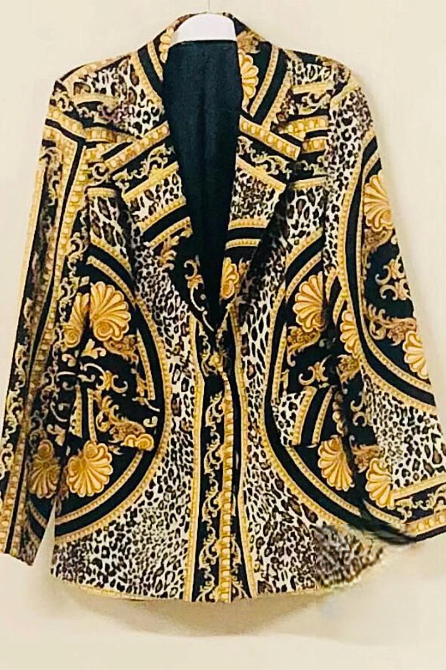 Venti6 - Vittoria Baroque Leopard Print Blazer And Skirt Set