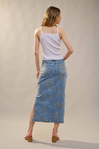 Blue B - Floral Embroidered Denim Skirt