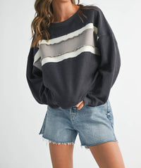 AEMI + CO Winnie Crew Sweatshirt in charcoal - women's top - alternate view