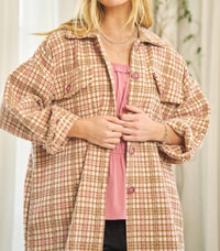 Davi & Dani - Plaid Long Sleeve Jacket With Front Pocket - Plus