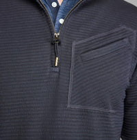 Billy Reid Lightweight Half Zip Pullover in dark navy - men's sweater - alternate view