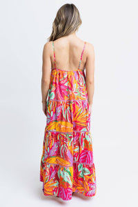 Karlie - Tropical Blooms Halter Tier Maxi Dress