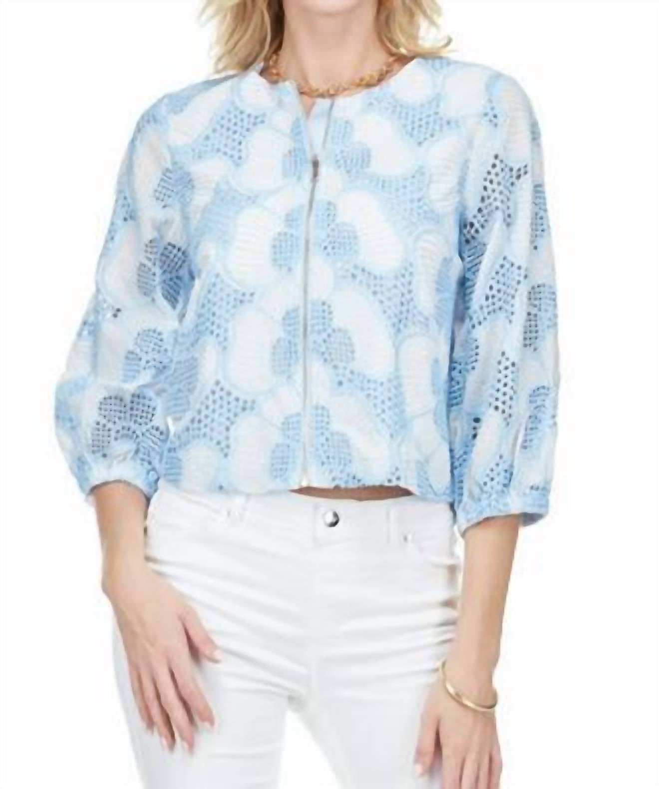 Jade Zip Front Jacket in blue - women's jacket