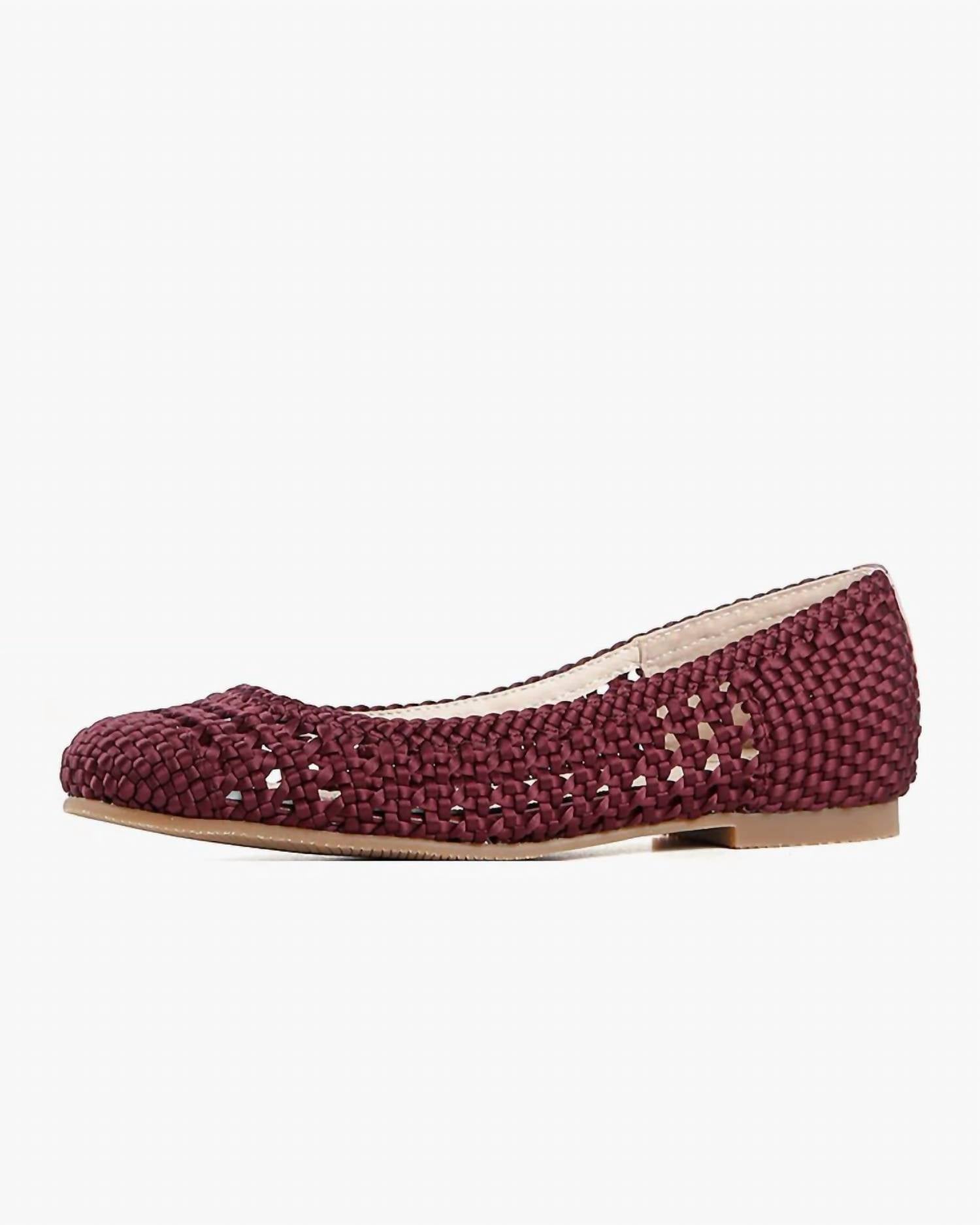 ALL BLACK Women's Woven Girl Flats in burgundy - women's flats - detail view