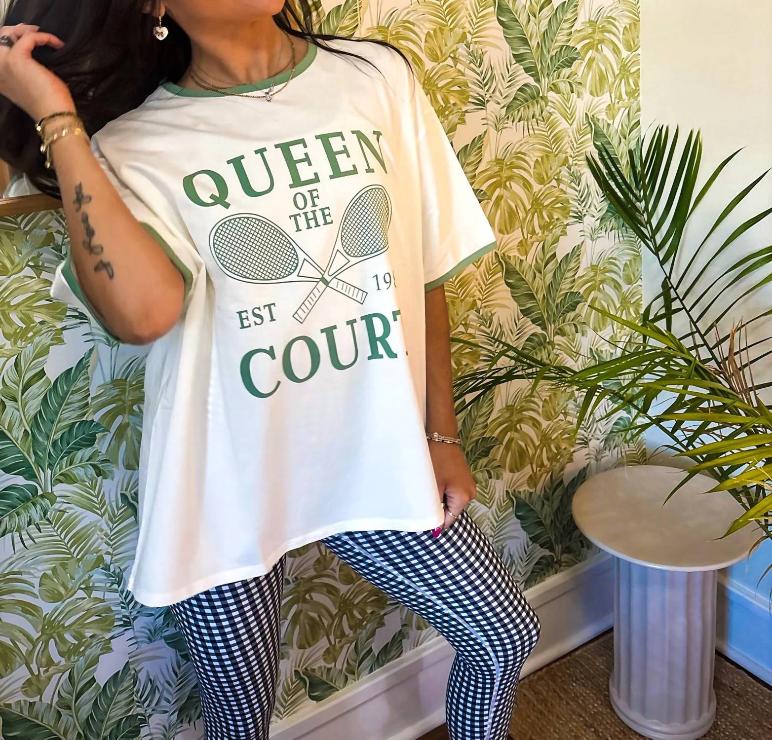 Gilli - Queen Of The Court Ring Neck Graphic Tee - Plus