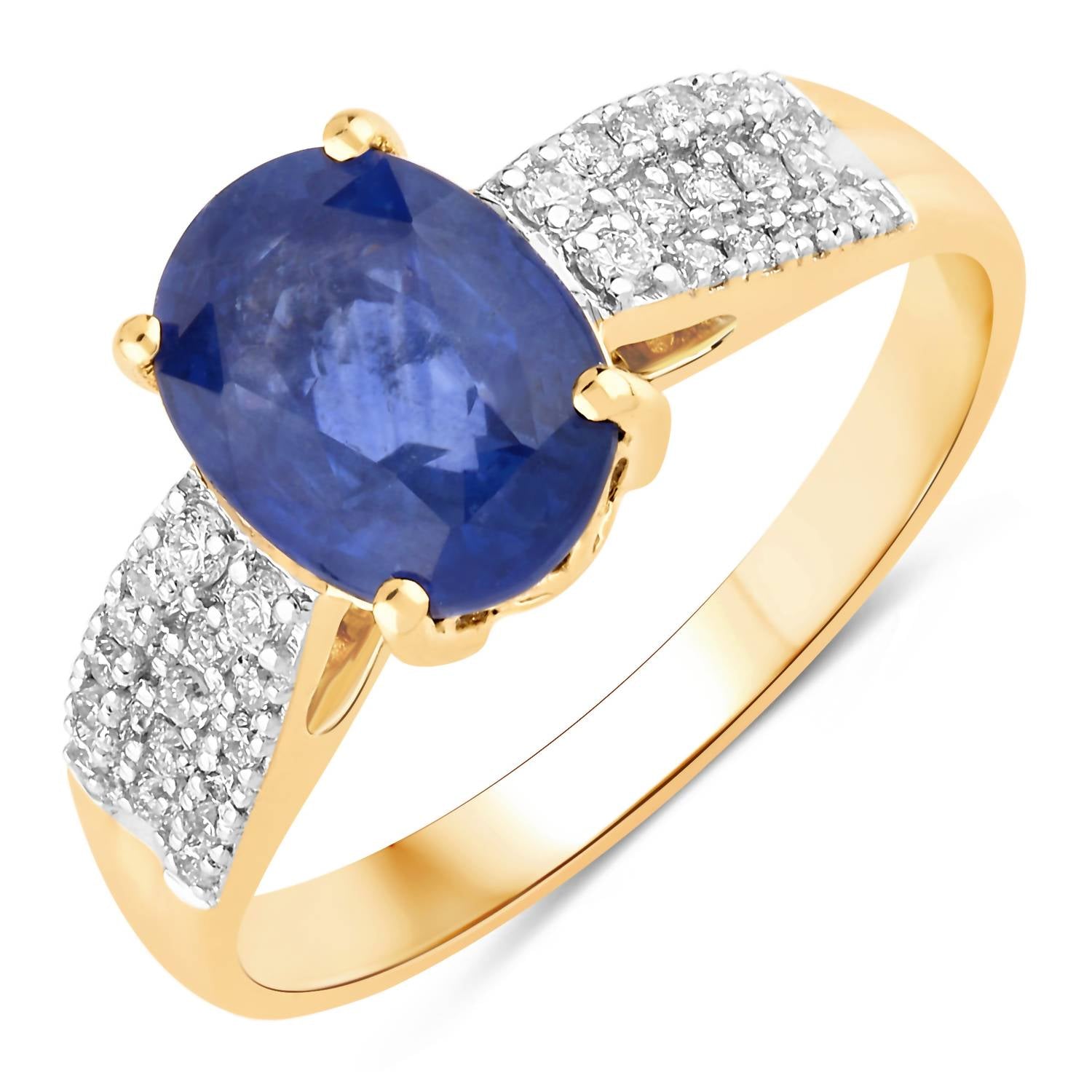 Diana M Jewels Women's Oval Natural Ceylon Blue Sapphire Fashion Ring (2.89 Ct) - Signature in 18k yellow gold - women's jewelry
