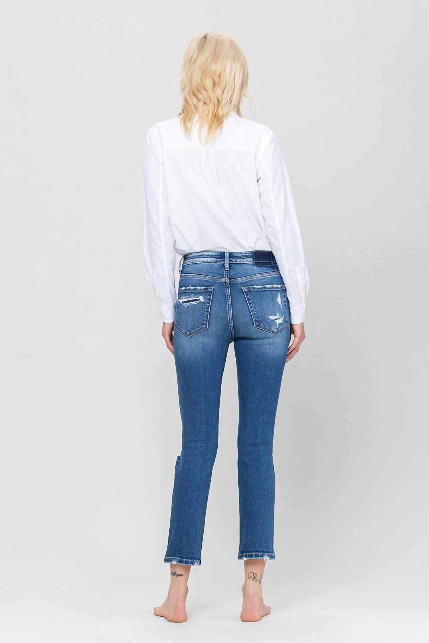 Vervet By Flying Monkey - Jeanne Distressed Slim Straight Leg Jeans