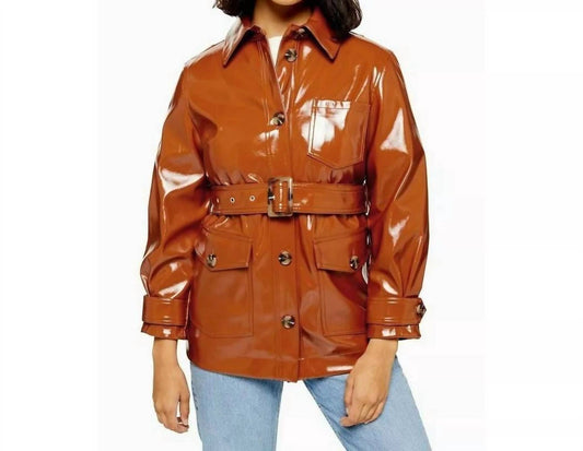 Topshop - High Gloss Patent Belted Coat