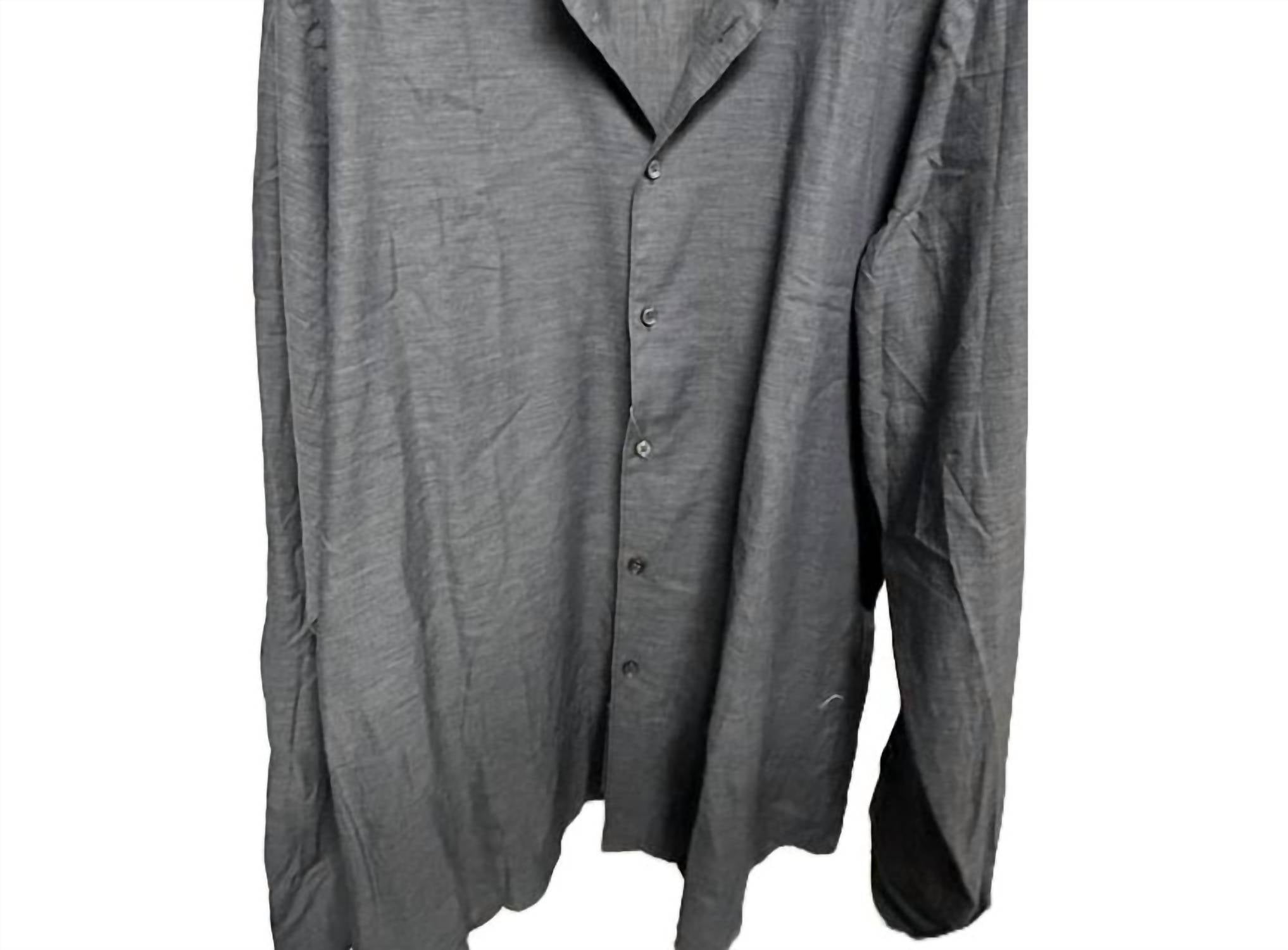 Ermenegildo Zegna Men Long Sleeve Sport Shirt in dark grey solid - men's shirt