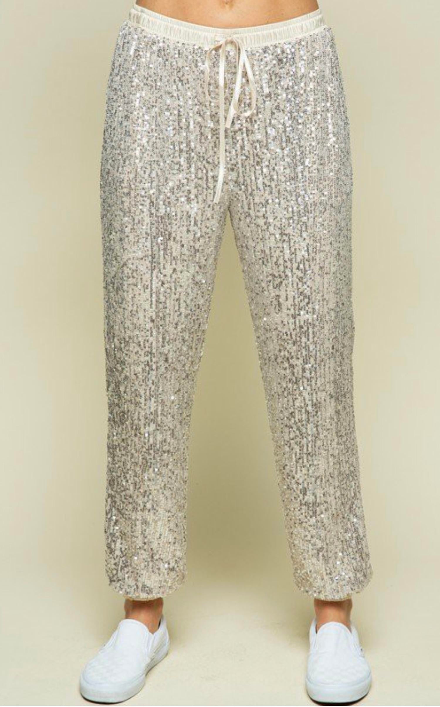 Levee - Elastic waist band sequin joggers