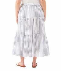 Karen Kane - Stripe Tiered Midi Skirt - Plus