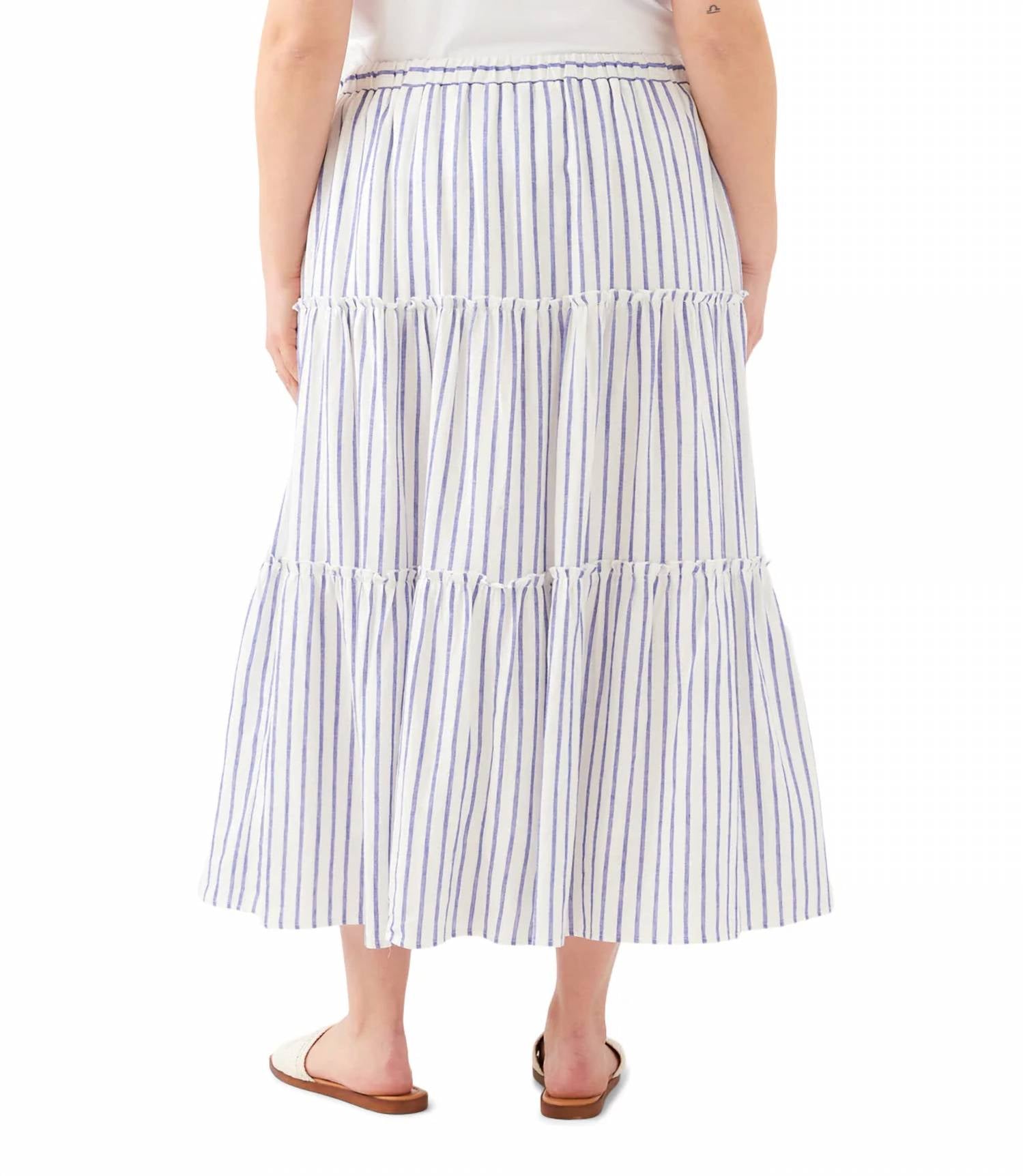 Karen Kane - Stripe Tiered Midi Skirt - Plus