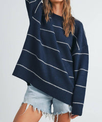 Buttermelon - Pinstripe Oversized Knit Sweater