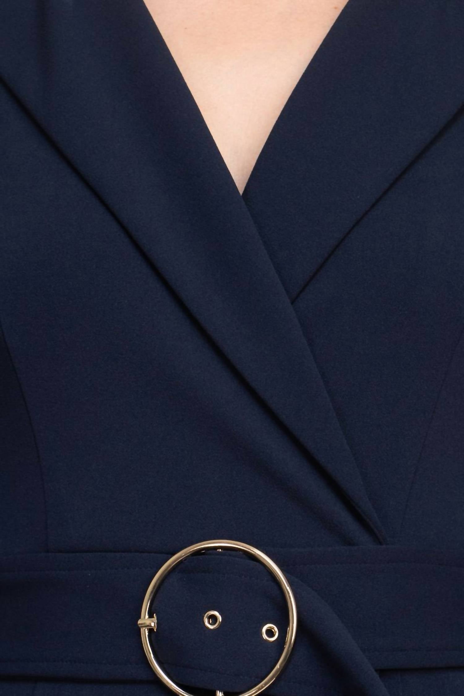 Sharagano - Notched Collar Crepe Dress