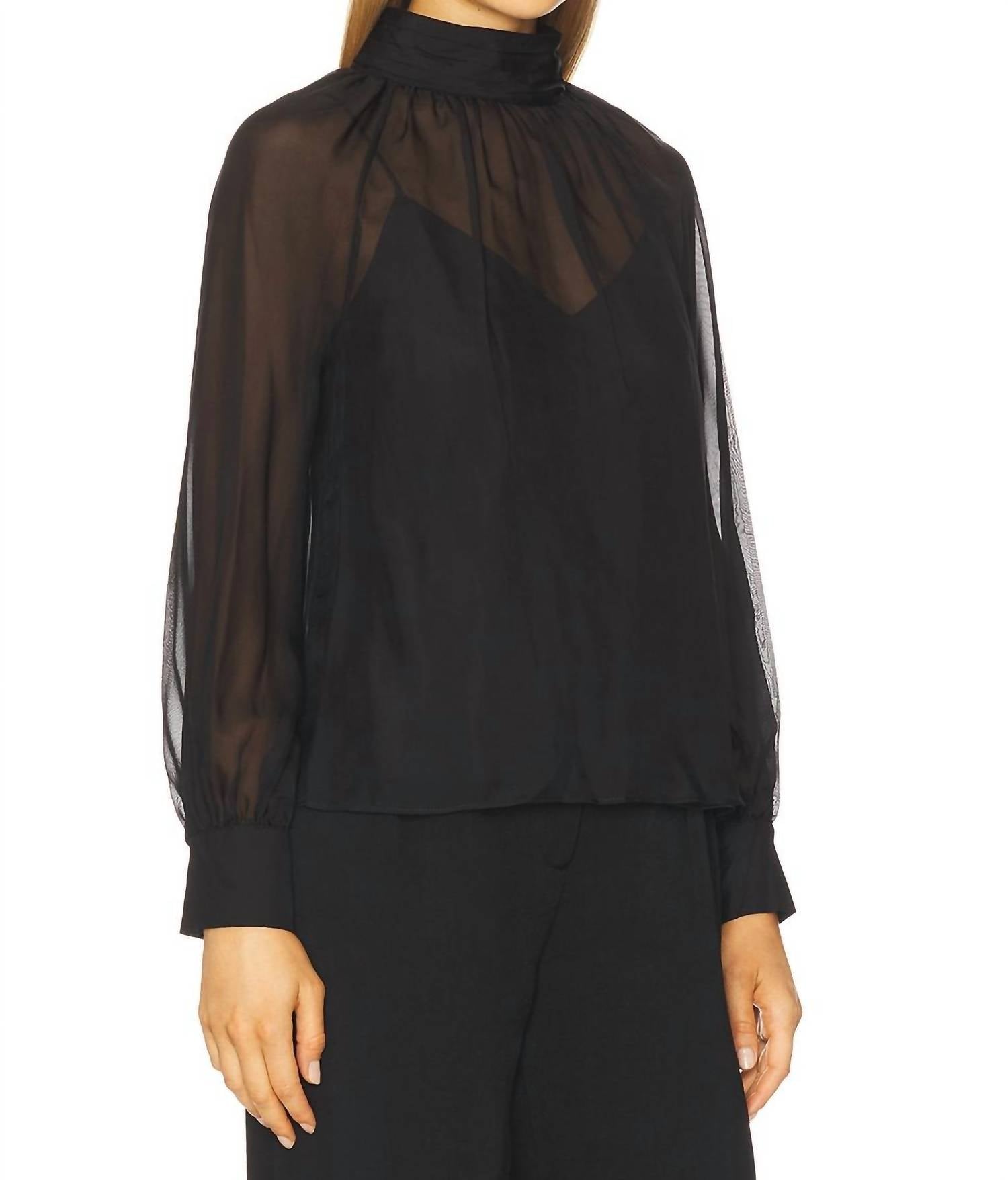 Veronica Beard Alyssa Blouse in black - women's blouse - detail view