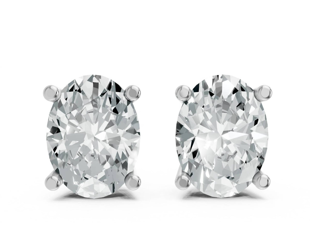 Aamiaa - Women's Oval Shape 4 Prong Push Back Studs