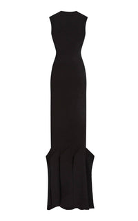 A.W.A.K.E. Mode Knit Maxi Dress With Hem Panel Detail in black - women's dress - view 4