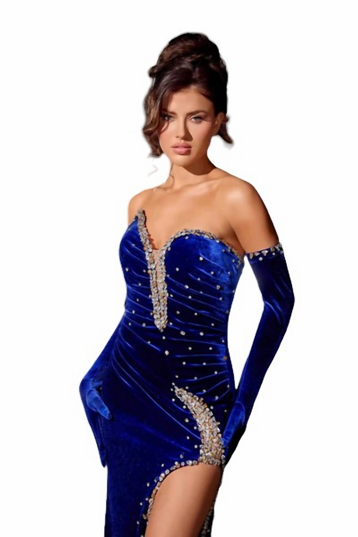 Portia&Scarlett - VELVET ASYMMETRIC FITTED FORMAL DRESS