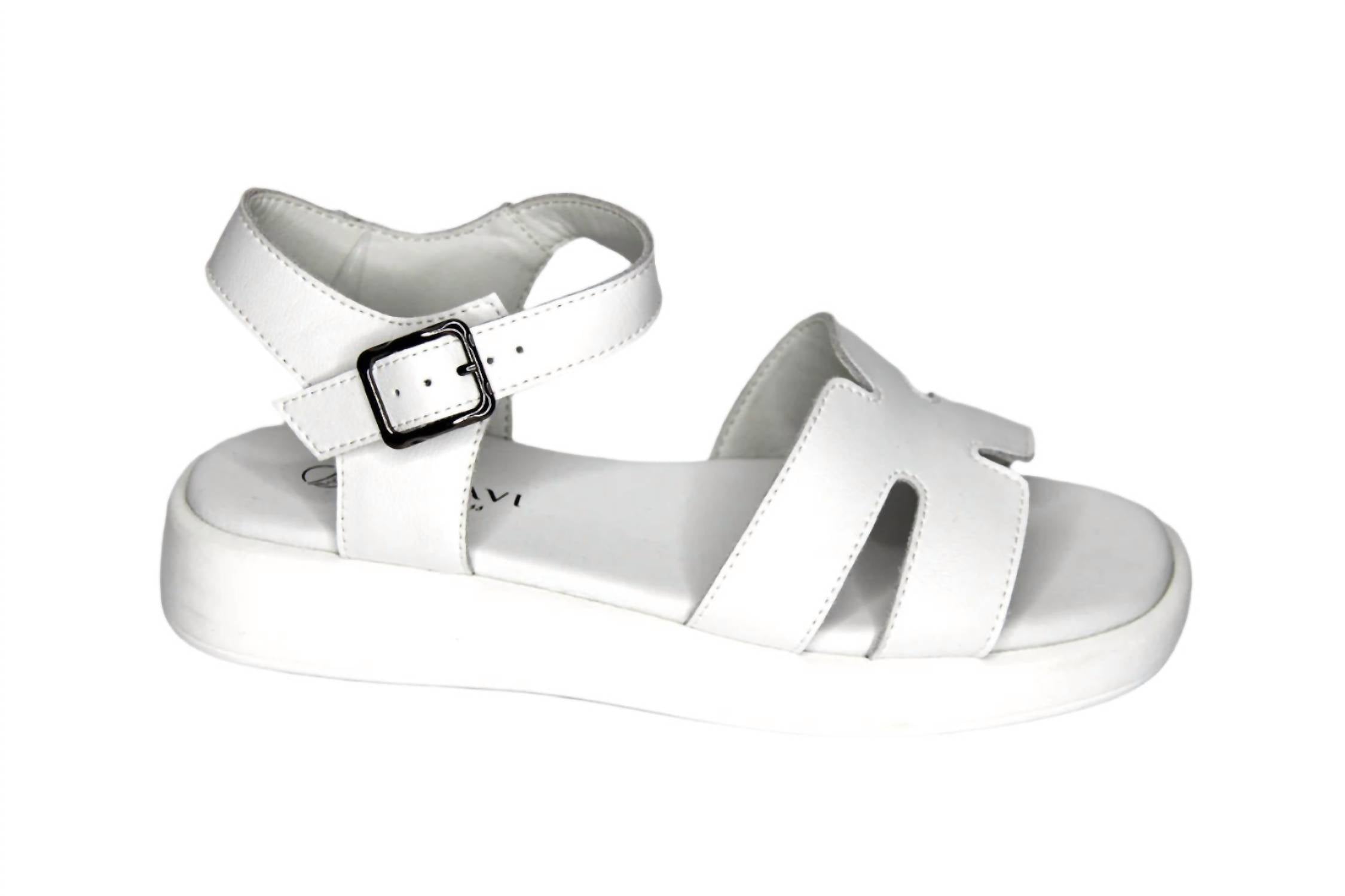 Bonavi Women's Low-heel Leather Sandal in white - women's sandal