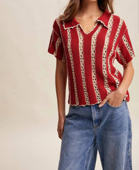Listicle - Crochet Striped Pointelle Top