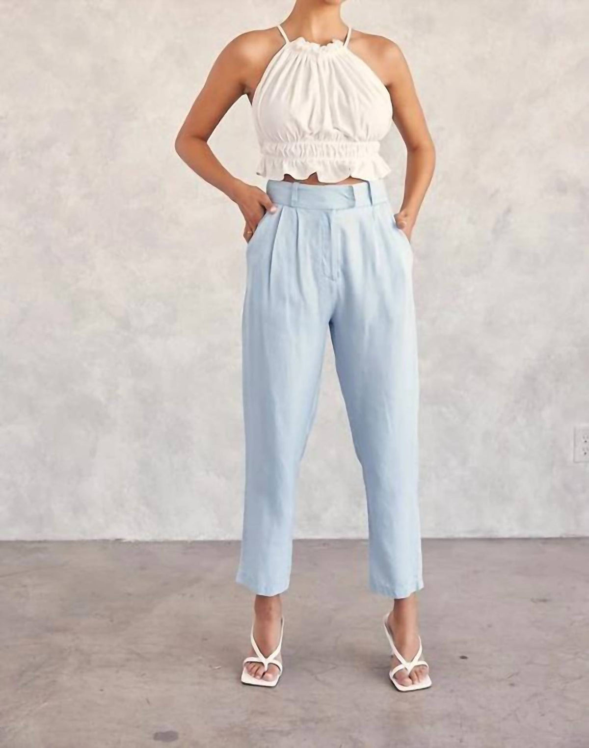 Idem Ditto - Ruched Halter Neck Summer Top