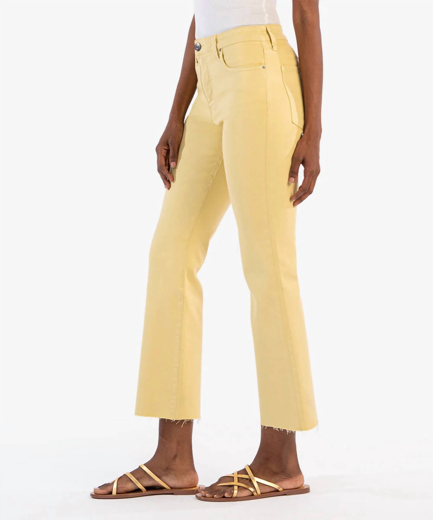KUT FROM THE KLOTH Kelsey High Rise Ankle Flare Jeans in lemon - women's jeans - alternate view
