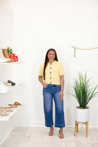 entro Stitch Button Up Sweater in yellow - women's cardigan - alternate view