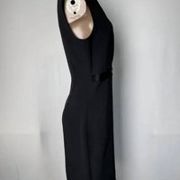 The Row Women’s Crepe Wrap Mini Dress in black - women's dress - detail view