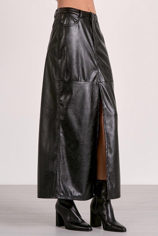Elan - Women's Faux Leather Maxi Skirt