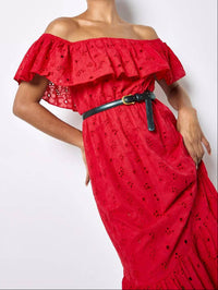Apricot - Broderie Bardot Tiered Detail Maxi Dress