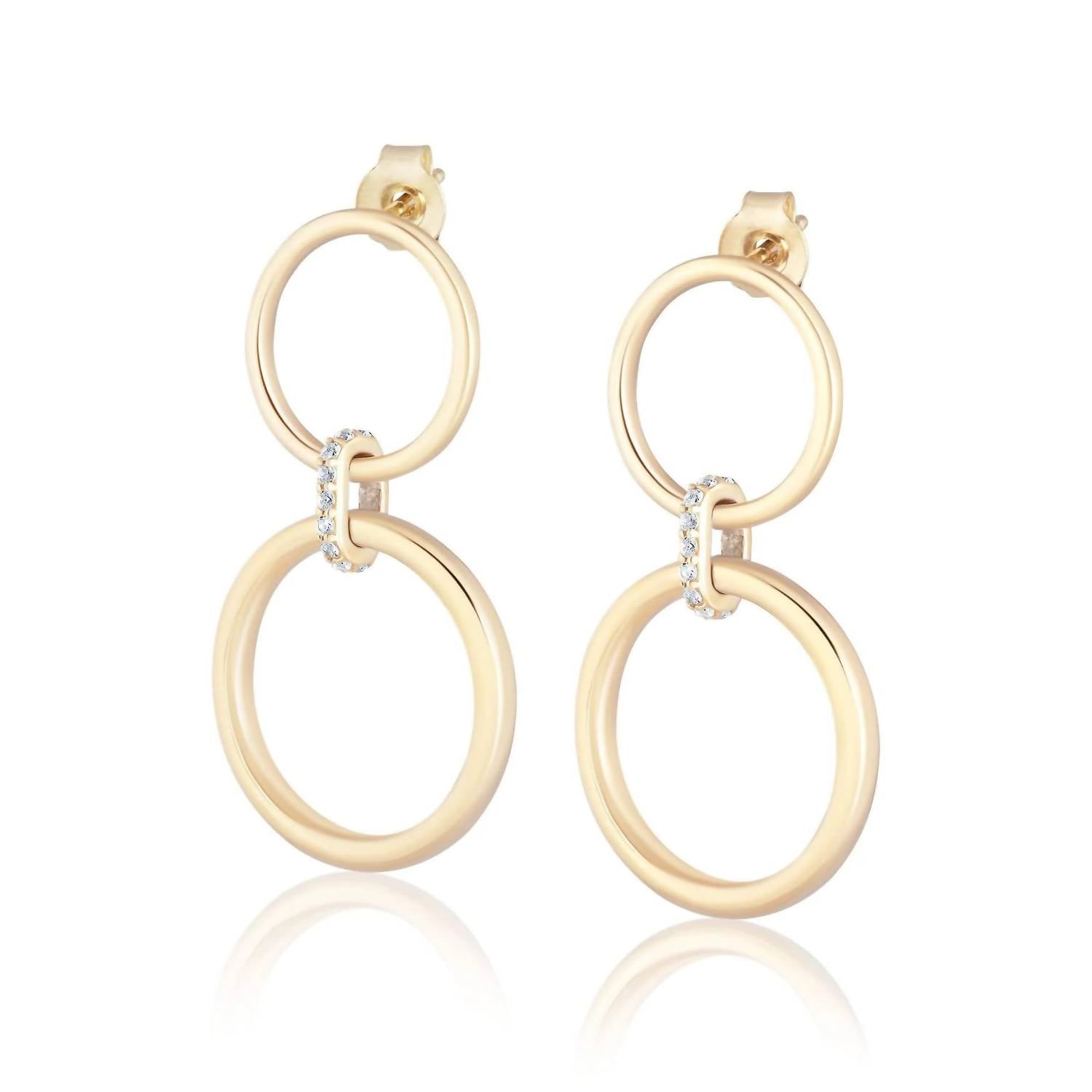 Ela Rae - Double Ring With Zircon Connecting Earring