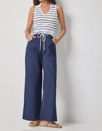 Lilla P - Striped Sleeveless Collared Top