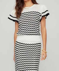 Fifteen Twenty - Uma Stripe Pointelle Cotton Blend Sweater