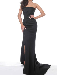 Jovani - Strapless Straight Neckline Slit Mermaid Gown