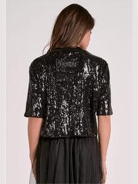 Elan - Quarter Sleeve Sequin Top