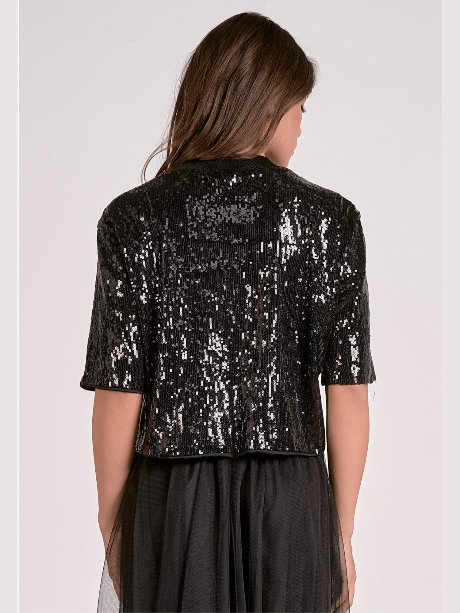 Elan - Quarter Sleeve Sequin Top