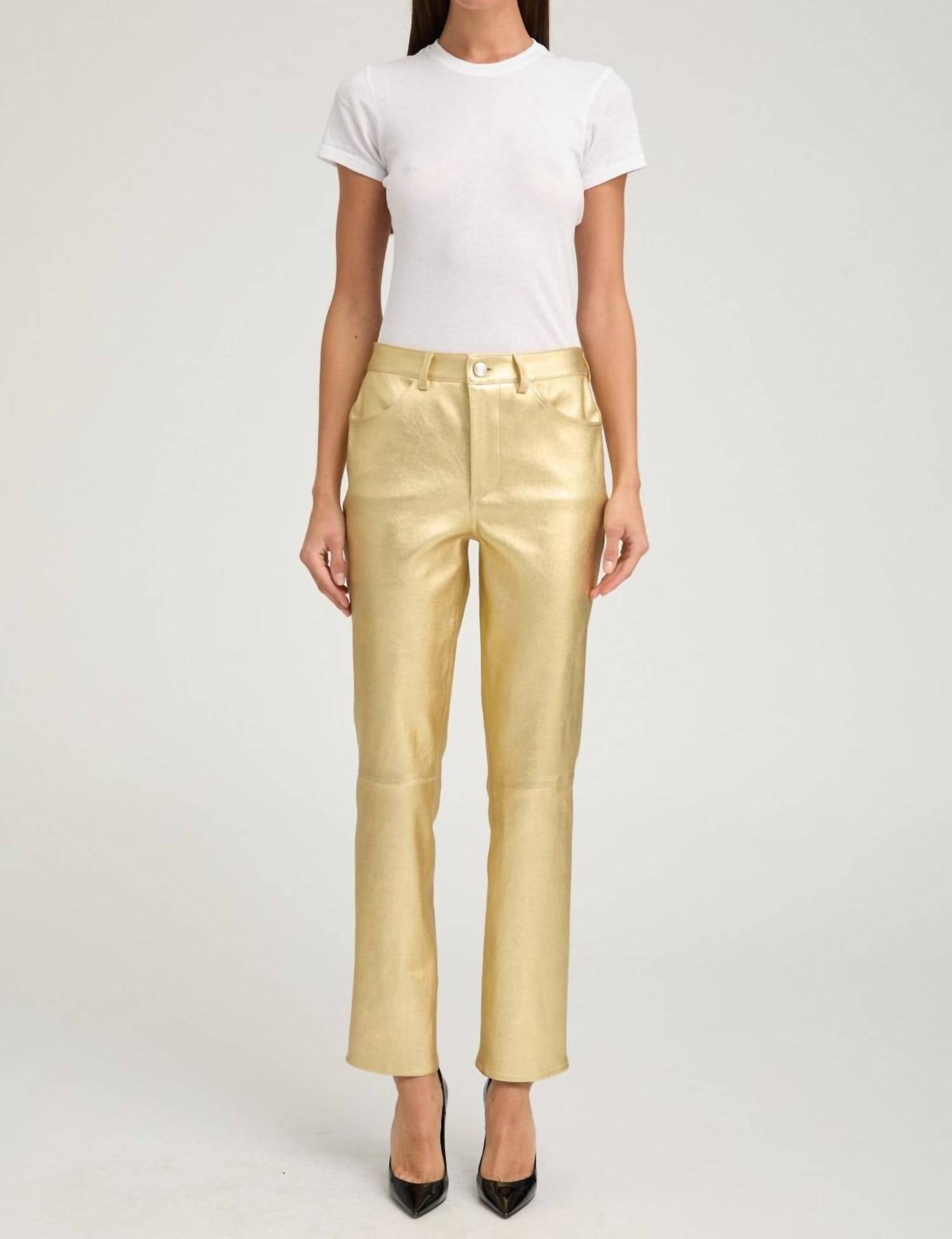 Sprwmn - Women's Leather Slim Straight Pants