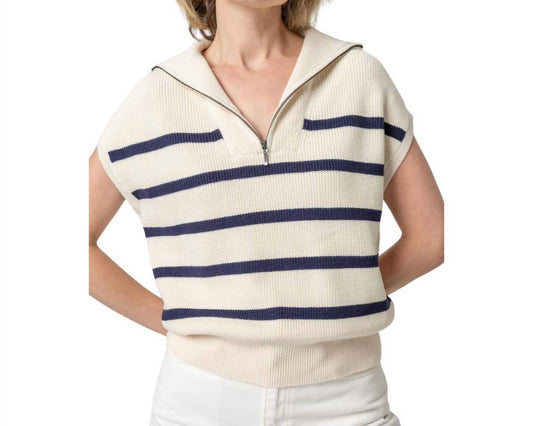 Lilla P - Half Zip Striped Sweater