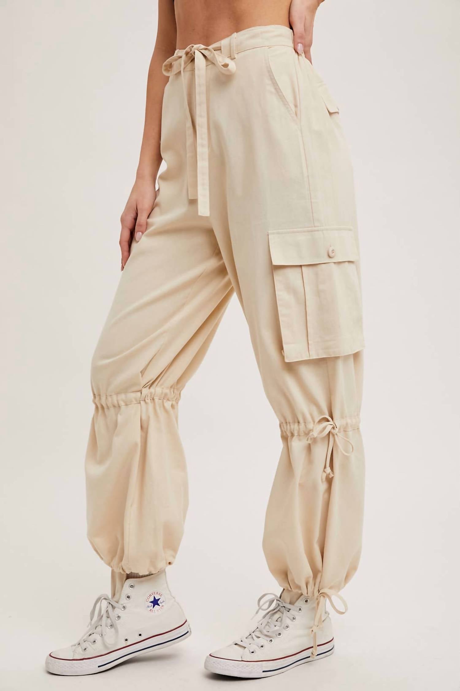 Bluivy - High-rise Drawstring Cargo Pants