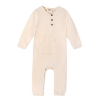VIVERANO Organics Kid's Milan Pastel Kangaroo Pocket Jumpsuit in cream - kids' item